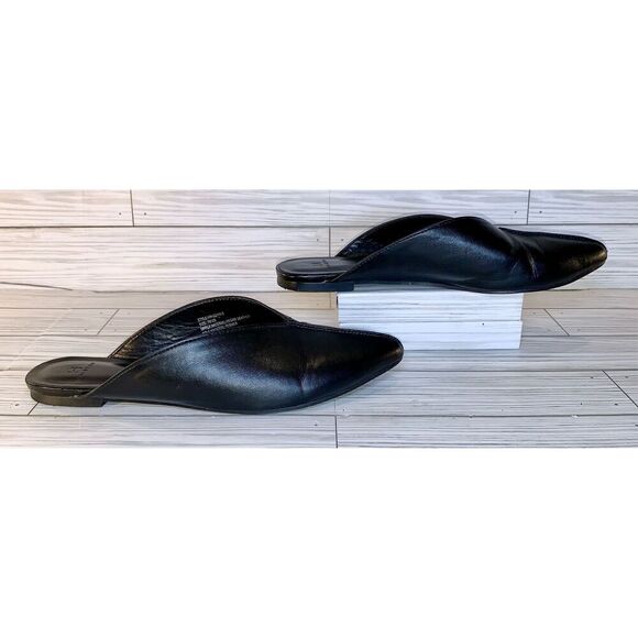 H by Halston Black Vegan Leather Pointed Toed Mules S: 7M - Picture 3 of 8